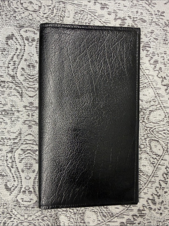 Handbags - Classic Black Leather Checkbook Style Cover Wallet - 4x 7